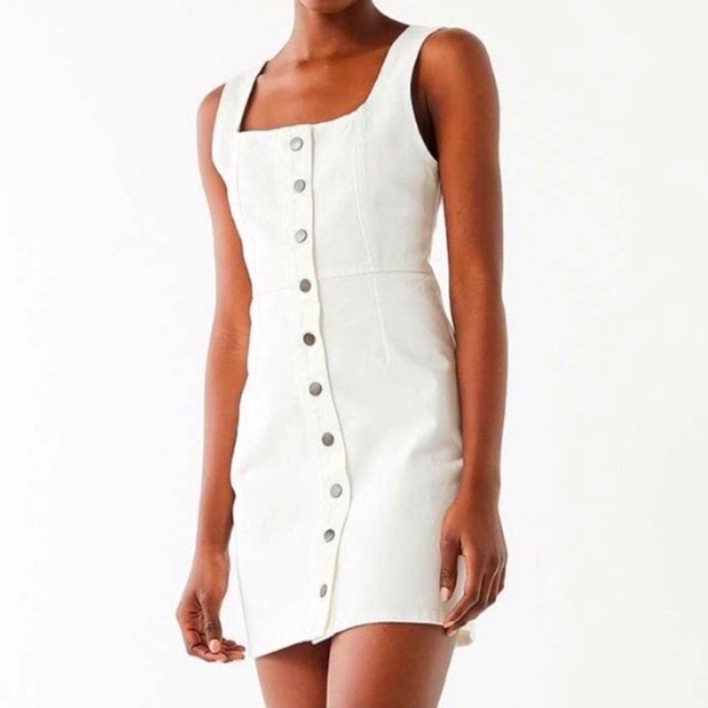 Urban Outfitters White Denim Button Down Dress